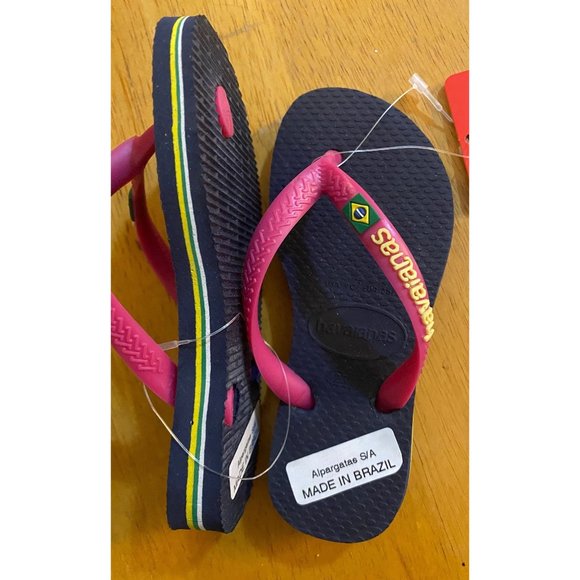 Havaianas Kids Navy & Pink Flip Flops Sz 10 - Picture 10 of 15